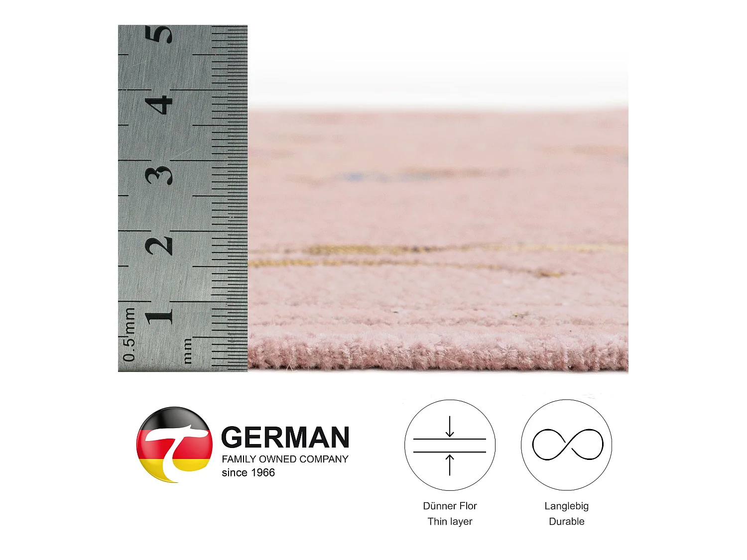 Tapis avec bordure et motif floral 160x230 cm rose Flomi