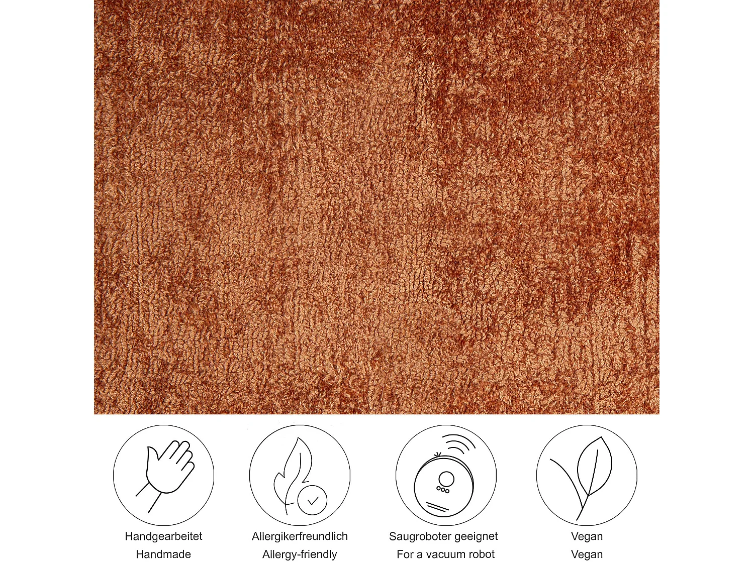 Tapis tissé à la main en viscose120x120 cm cuivre Star