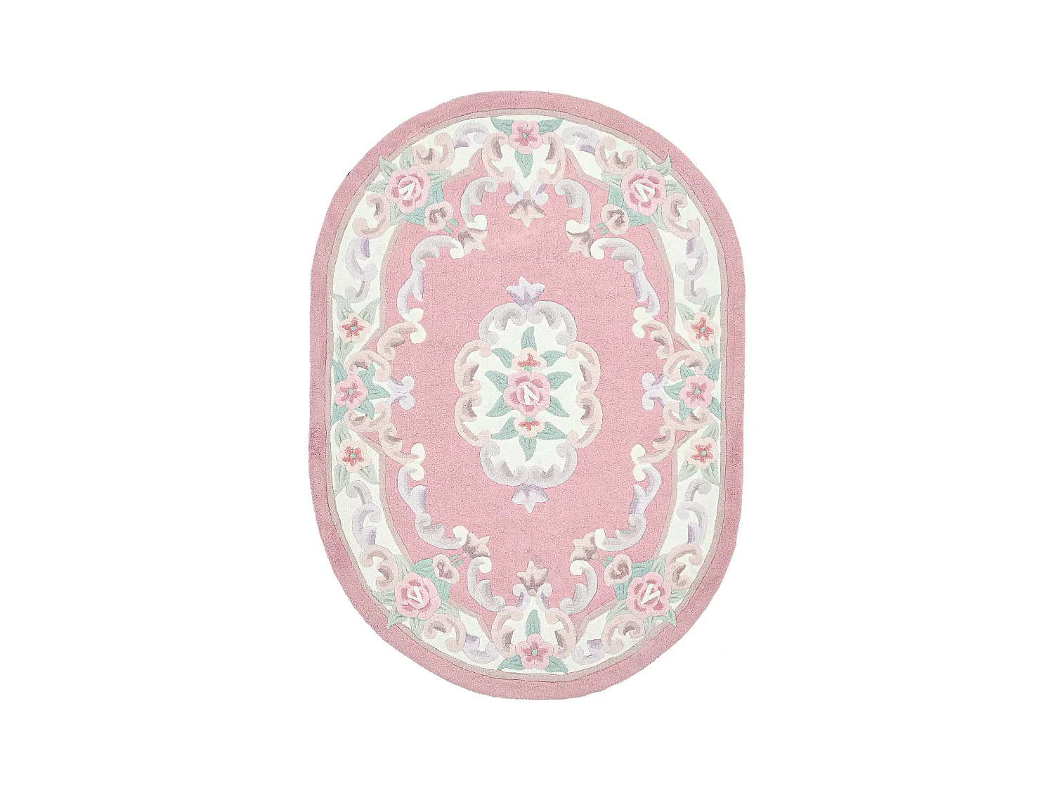 Tapis tufté à la main avec bordure, style Aubusson  120x170 cm rose Ming