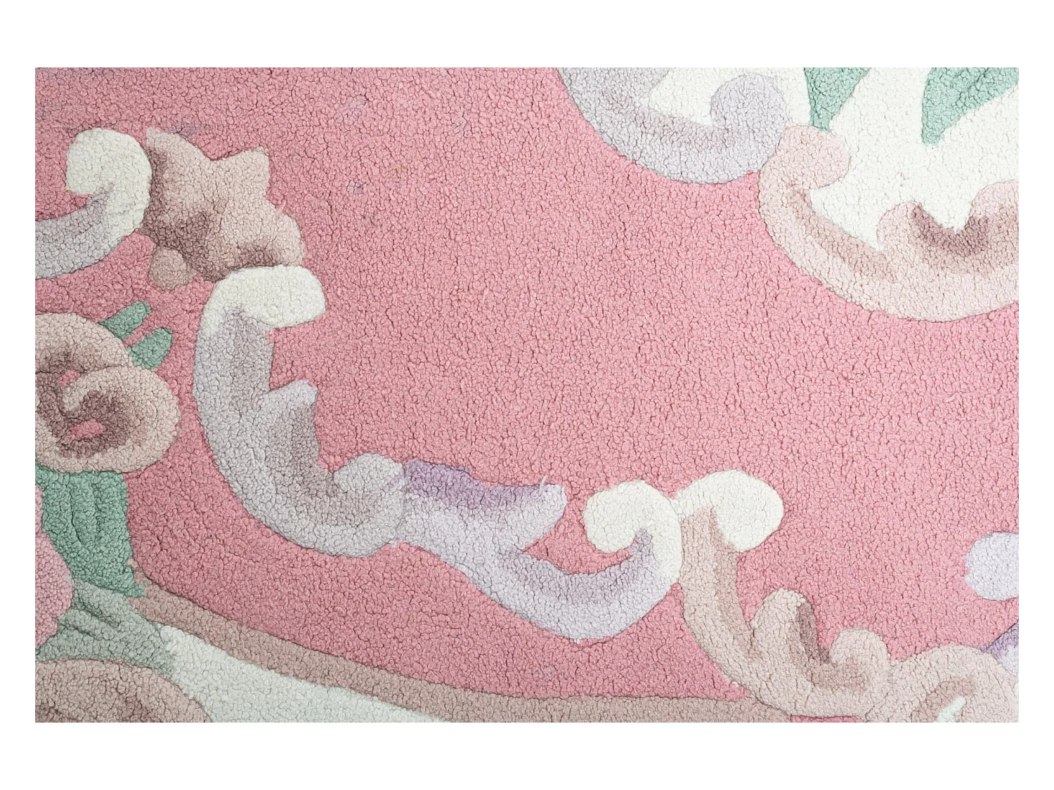 Tapis tufté à la main avec bordure, style Aubusson  120x170 cm rose Ming