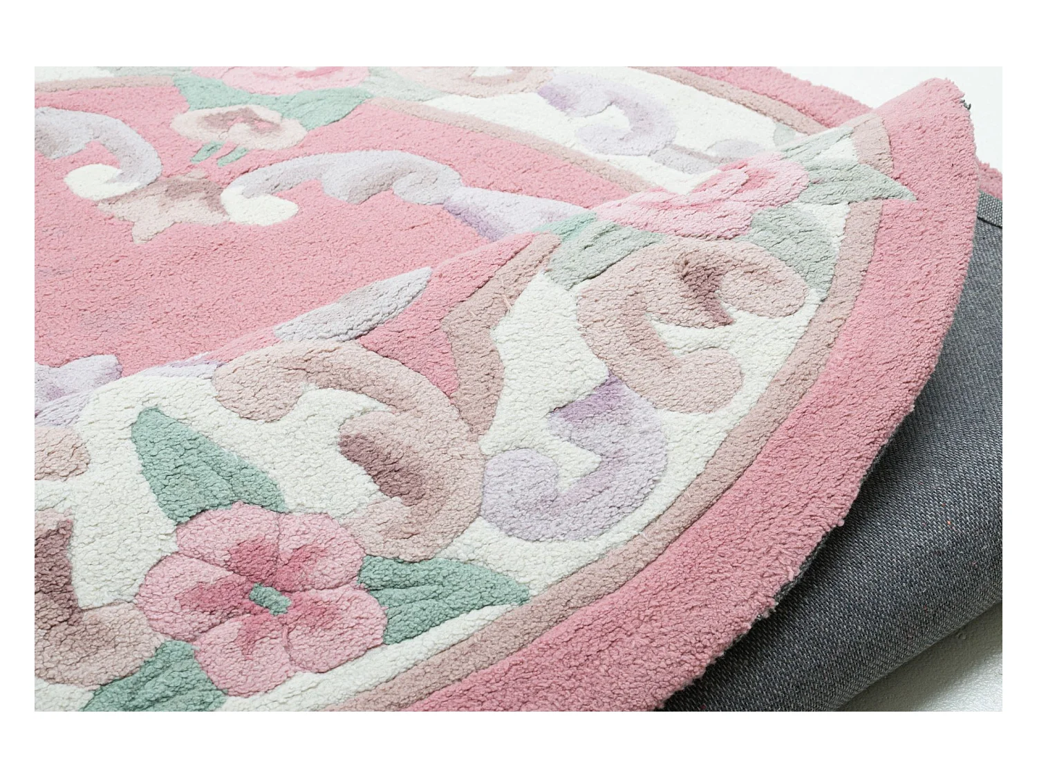 Tapis tufté à la main avec bordure, style Aubusson  120x170 cm rose Ming