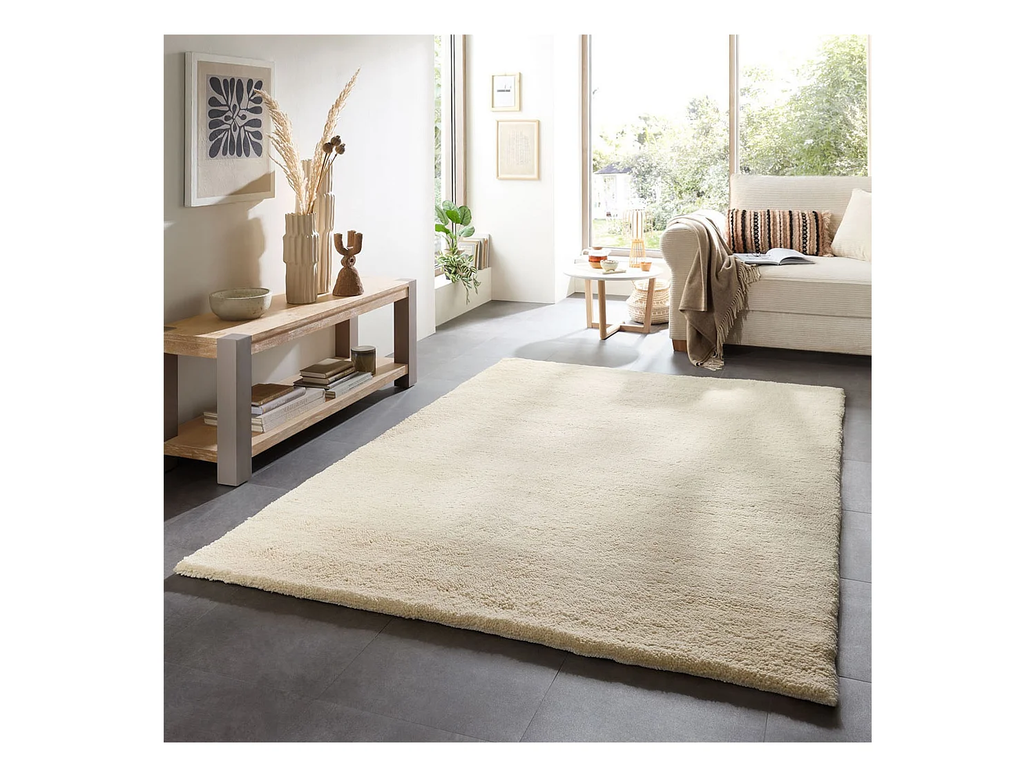 Tapis berbère noué à la main en laine 70x140 cm blanc Hadj