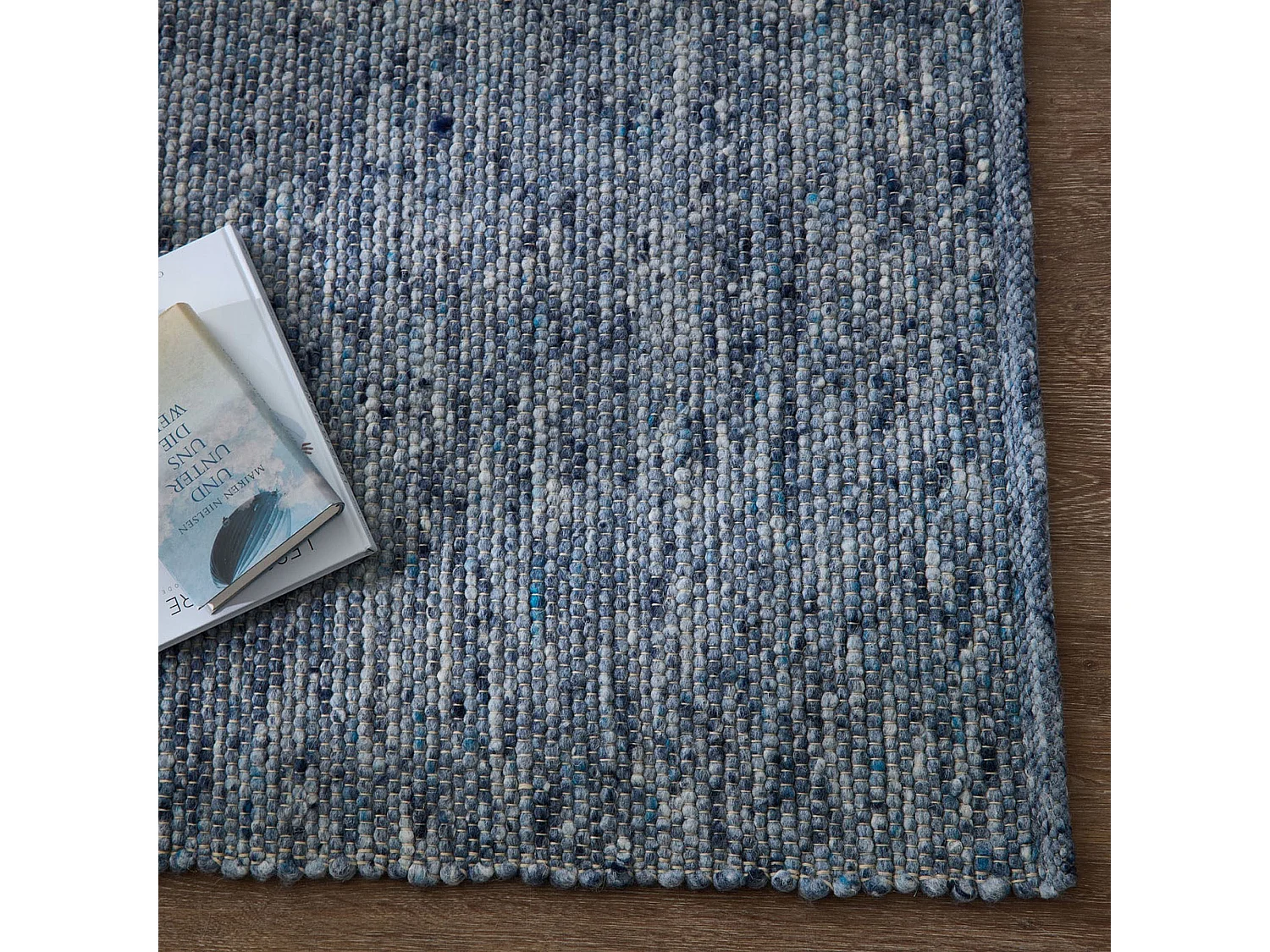 Tapis en laine réversible tissé à la main 190x290 cm bleu Alpen