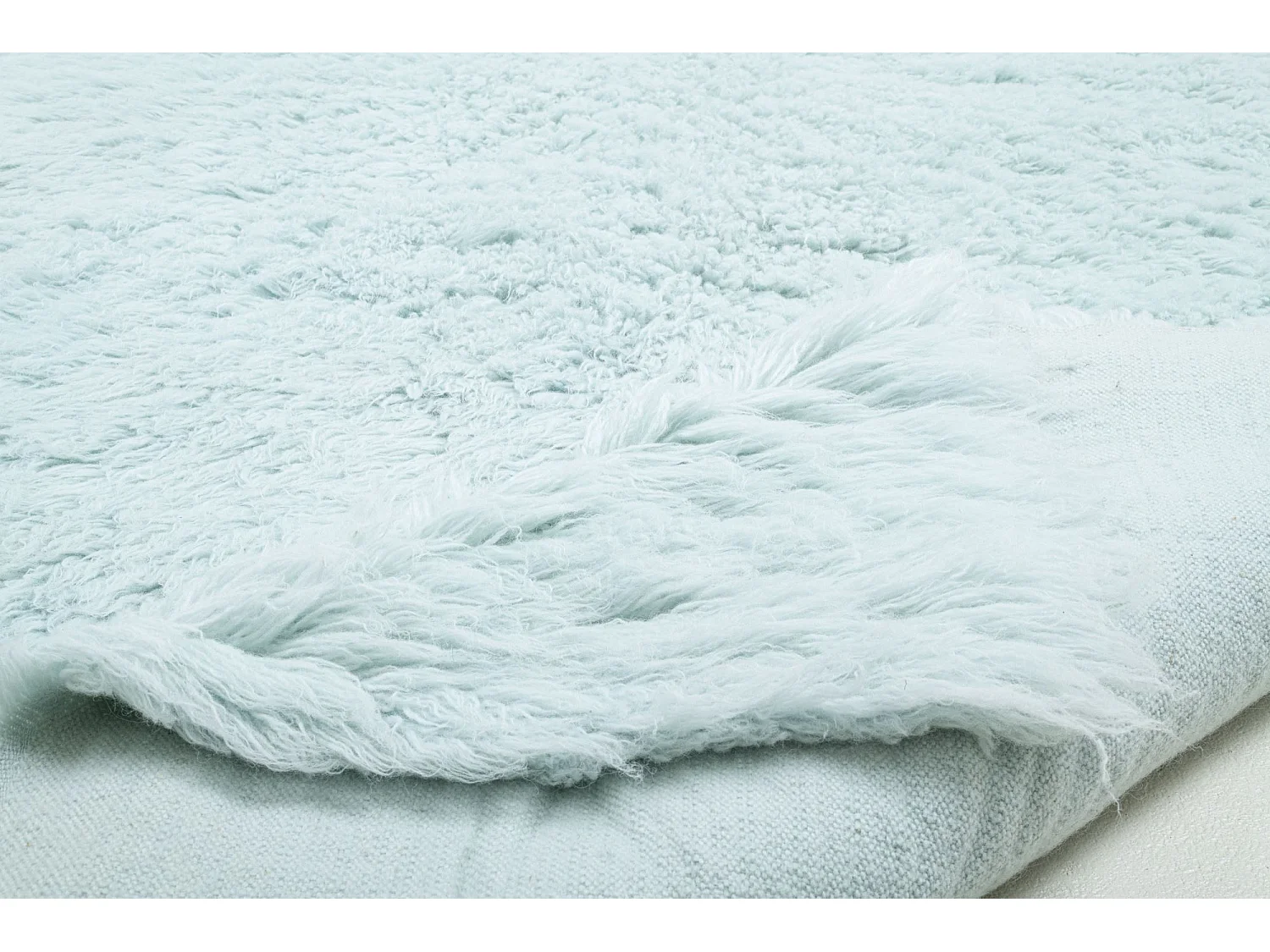 Handgewebter Naturwollshaggy 180x250 cm Hellblau Fluffy