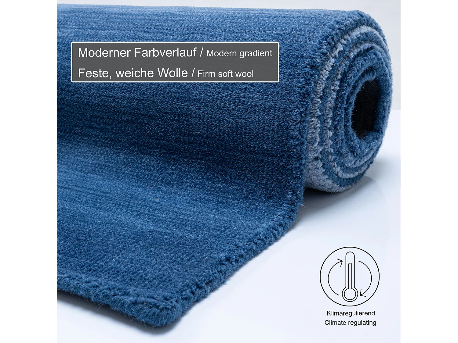 Tapis en laine avec dégradé de couleurs 140x200 cm bleu Wool Comfort