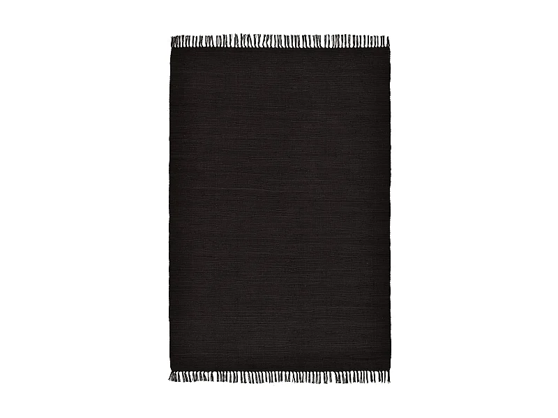 Alfombra de algodón tejida a mano y reversible 70x140 cm Negro Happy Cotton