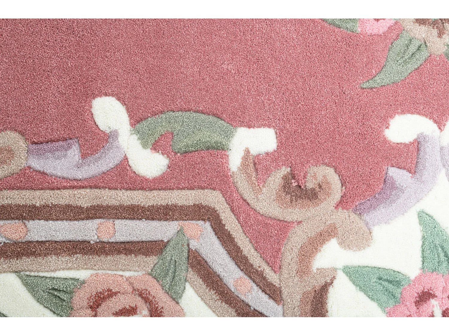 Tapis tufté à la main avec bordure, style Aubusson  160x230 cm rose Ming