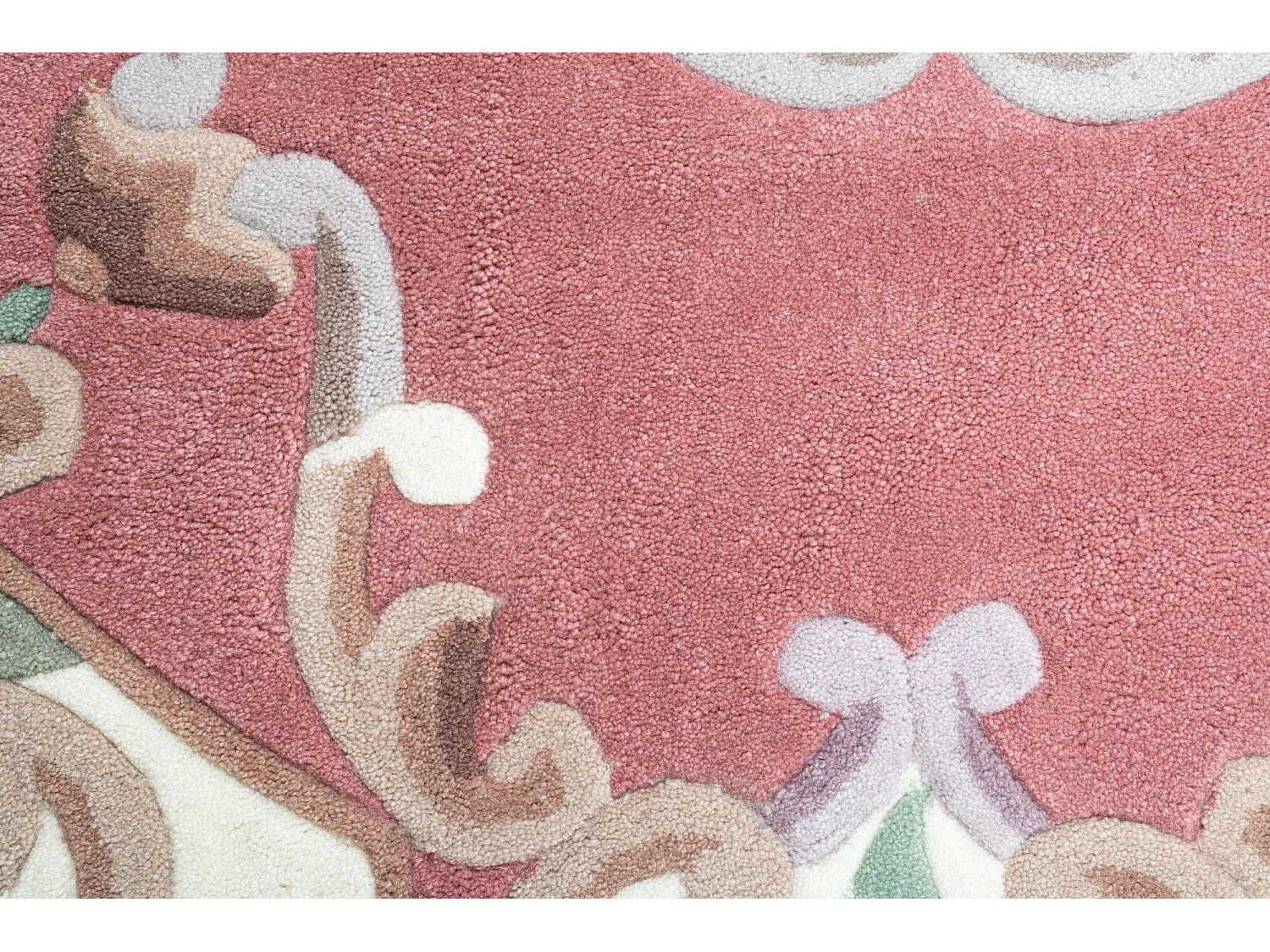 Tapis tufté à la main avec bordure, style Aubusson  190x190 cm rose Ming