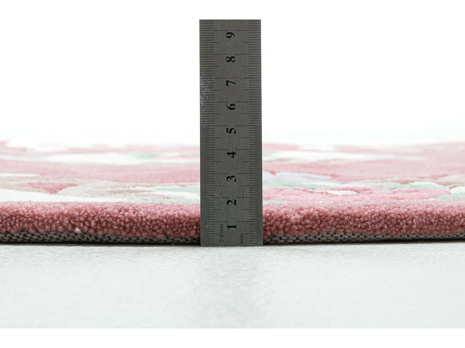 Tapis tufté à la main avec bordure, style Aubusson  190x190 cm rose Ming