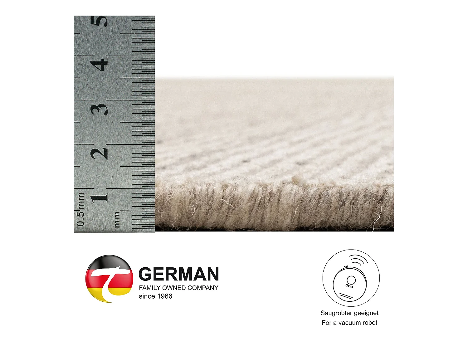 Tapis UNI rayé en viscose et laine 120x180 cm beige Venus