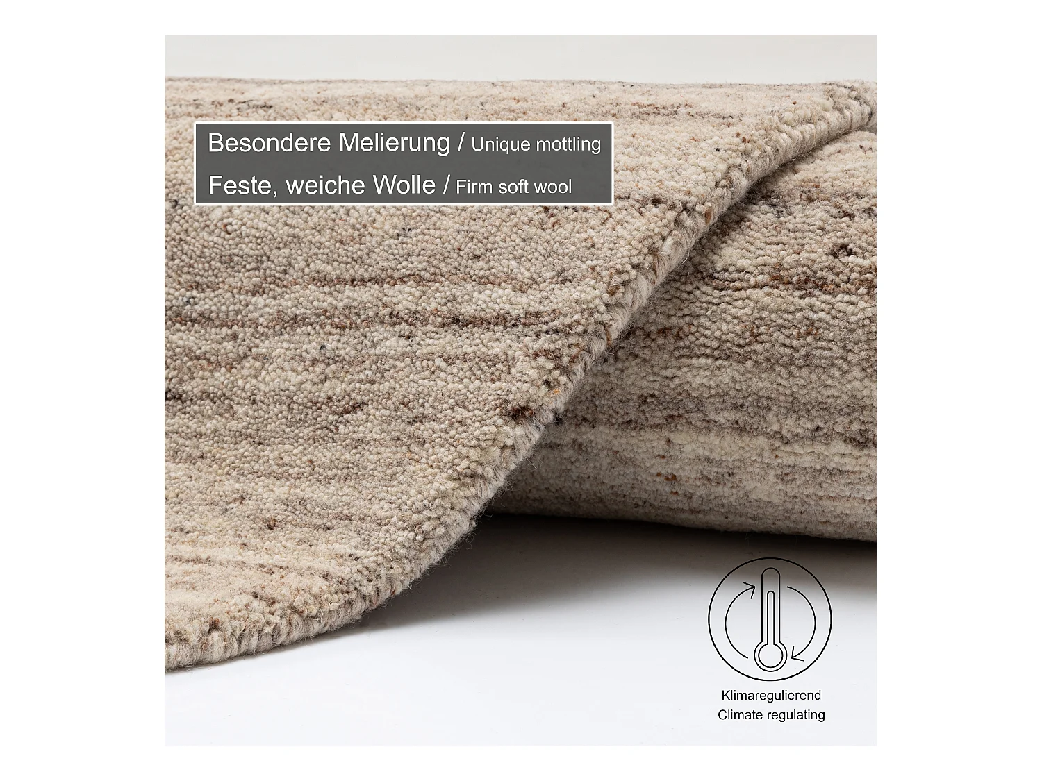 Tapis en laine UNI tissé à la main 190x190 cm natural beige Pure