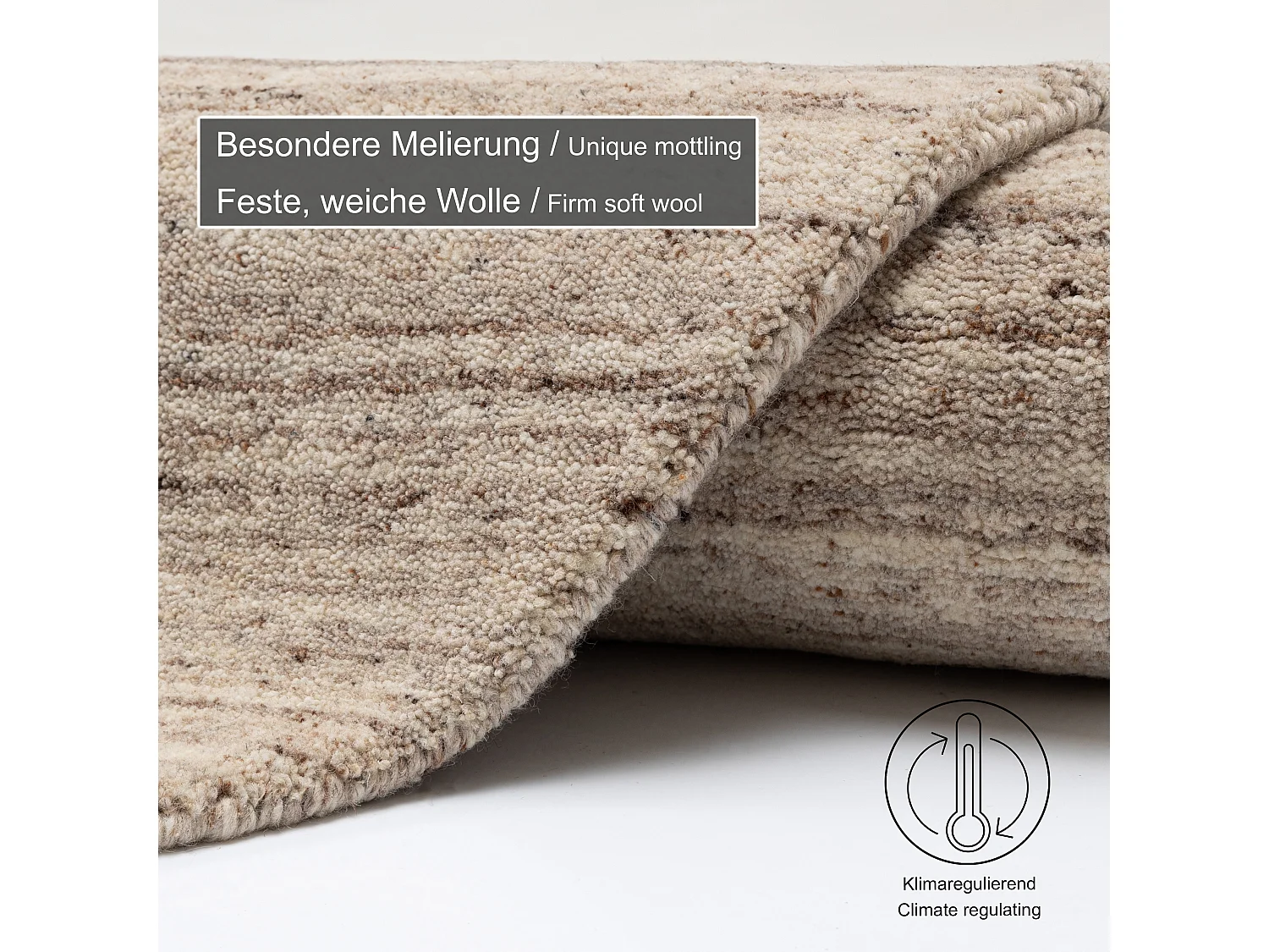 Tapis en laine UNI tissé à la main 190x190 cm natural beige Pure