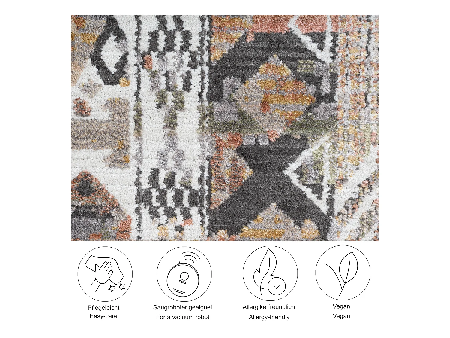 Alfombra de tejido plano con aspecto vintage 180x280 cm Beige multi Corduletta