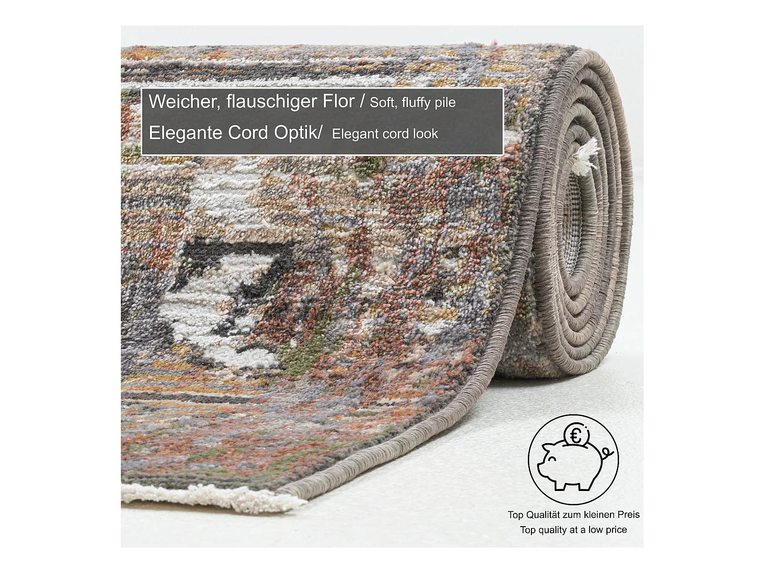 Alfombra de tejido plano con aspecto vintage 180x280 cm Beige multi Corduletta