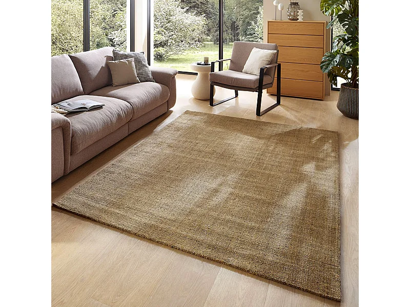 Tapis UNI rayé en viscose et laine 170x240 cm or Venus