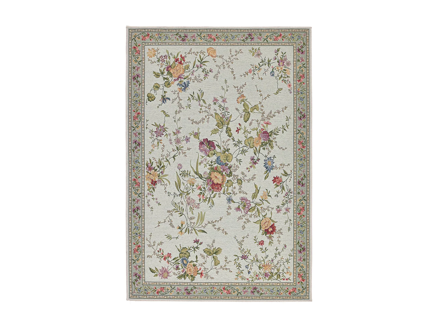 Teppich mit Bordüre und Blumenmuster 200x290 cm Mint Flomi