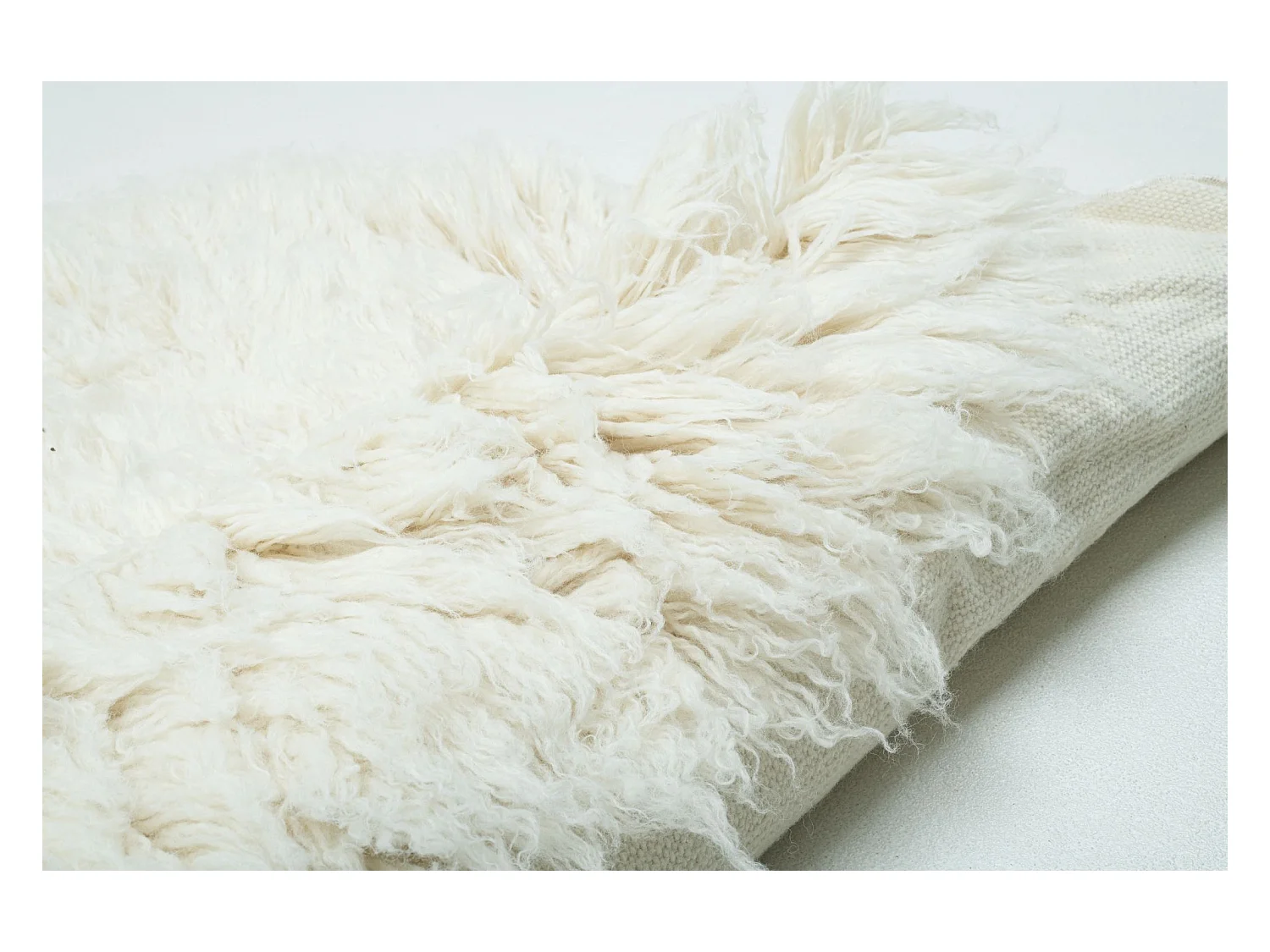 Tapis Flokati provenant de Grèce diamètre 120 cm natural Flokos XXL