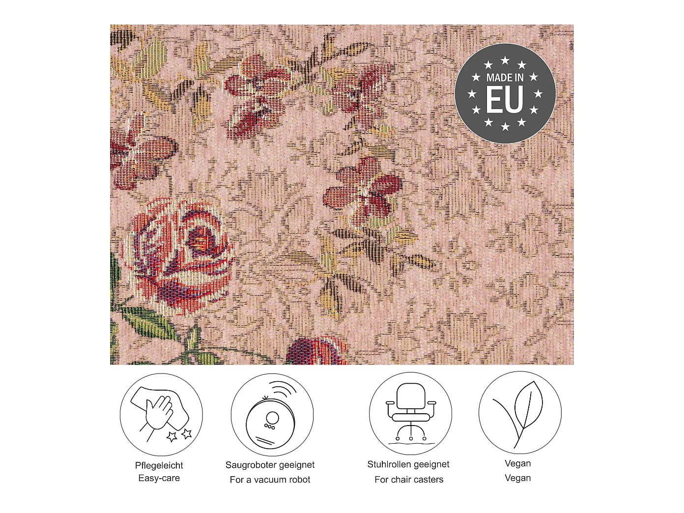 Teppich mit Bordüre und Blumenmuster 120x180 cm Rose Flomi