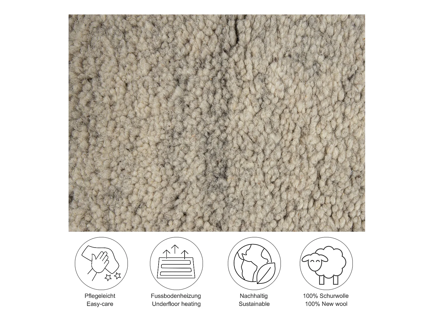 Handgeknüpfter Berberteppich aus Wolle 60x120 cm Sand Taza Royal