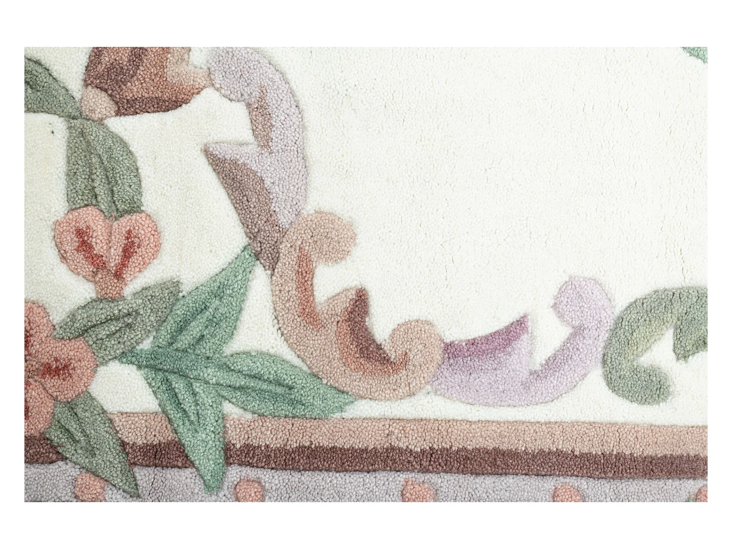 Tapis tufté à la main avec bordure, style Aubusson  160x230 cm beige Ming