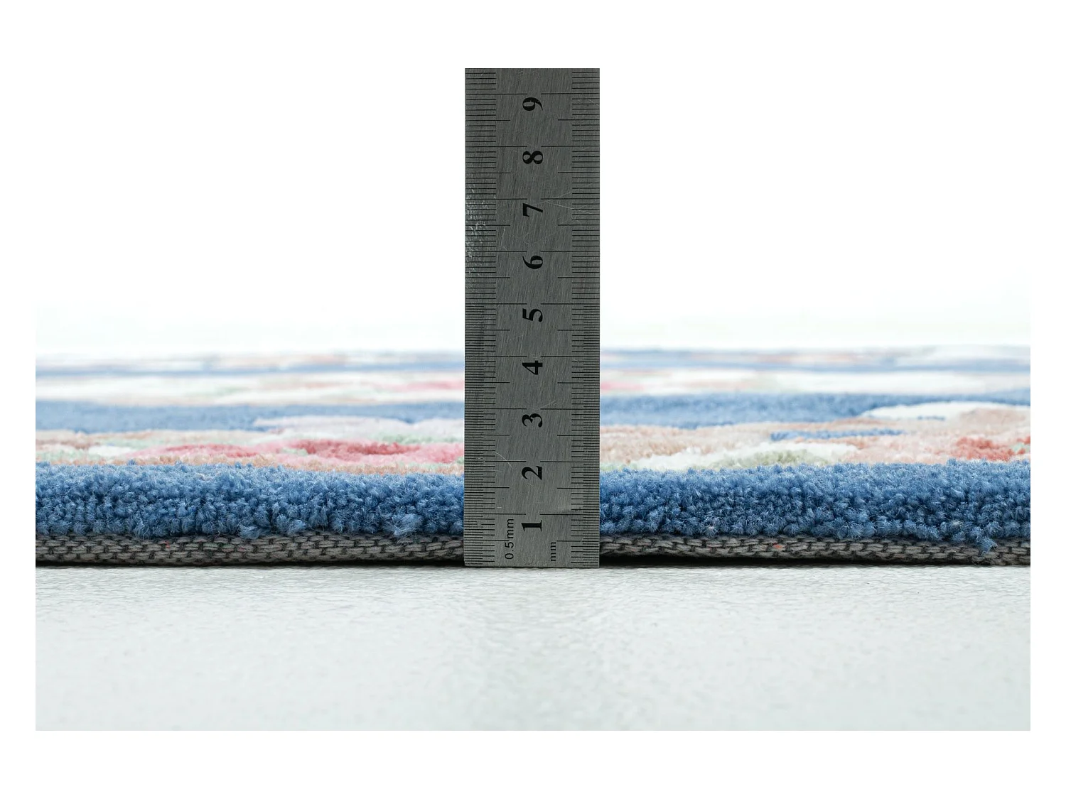 Tapis tufté à la main avec bordure, style Aubusson  190x290 cm bleu Ming