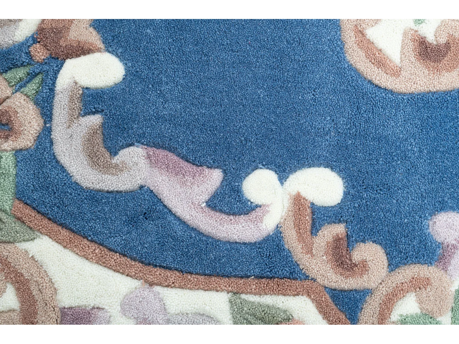 Tapis tufté à la main avec bordure, style Aubusson  190x290 cm bleu Ming