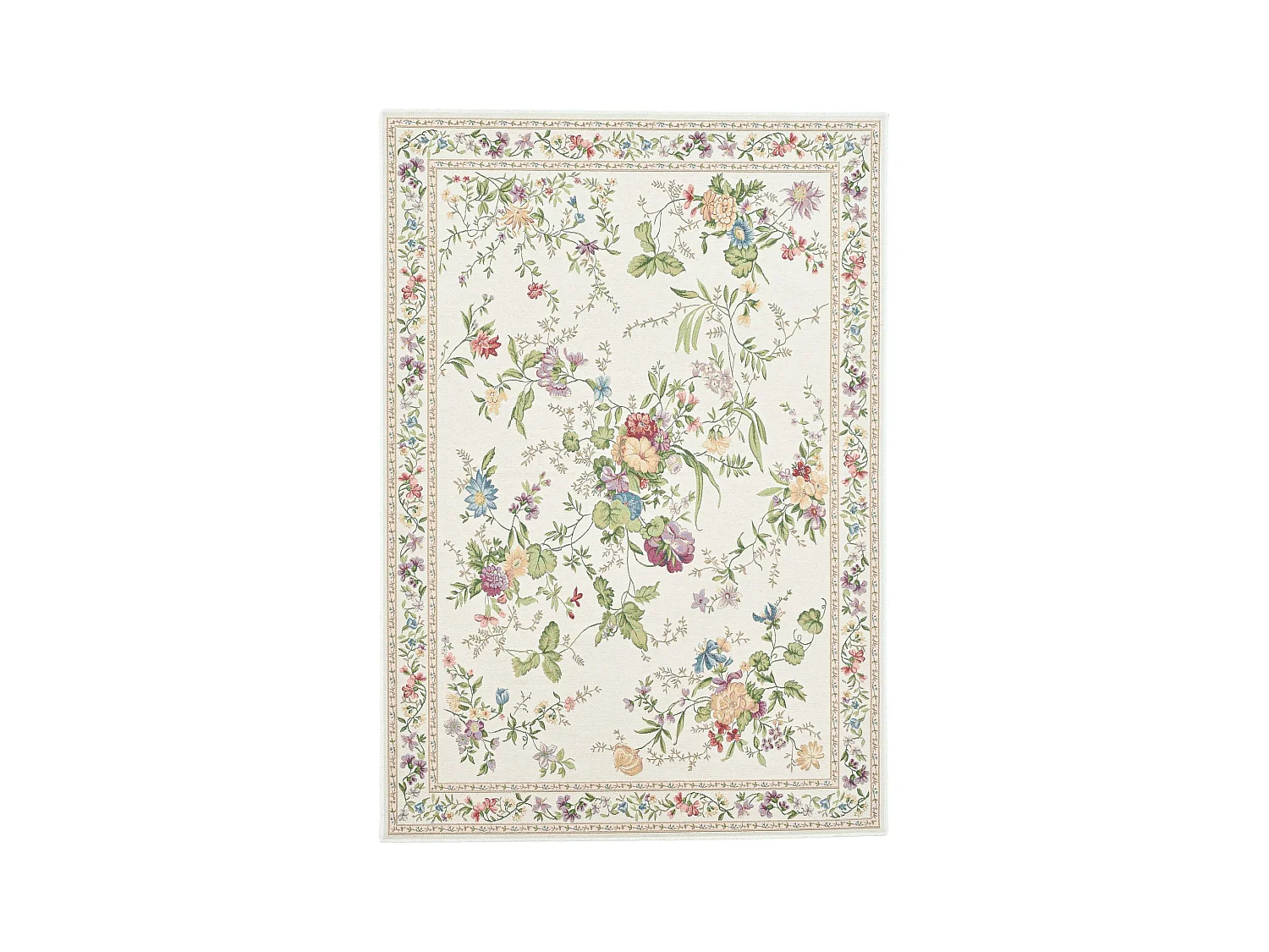 Tapis avec bordure et motif floral 200x290 cm crème Flomi