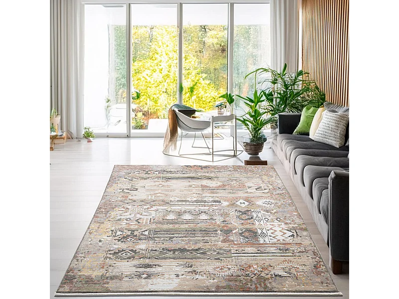 Tappeto a trama piatta in stile vintage 120x180 cm beige multi Corduletta