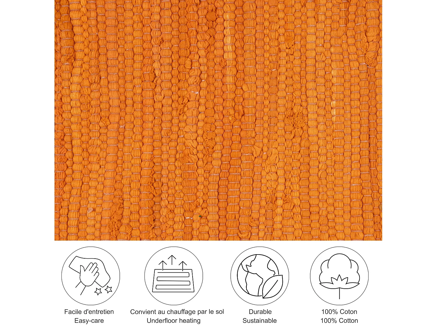 Tapis en coton tissé à la main et réversible 160x230 cm terra Happy Cotton