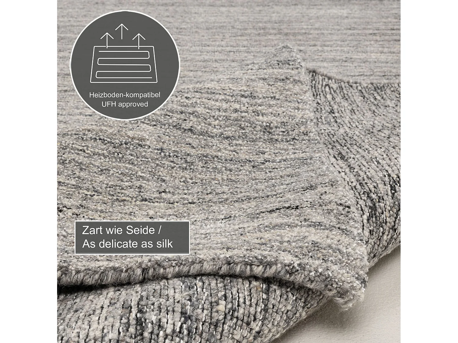Handgeweven tapijt van wol en viscose 250x300 cm grijs Sandiego