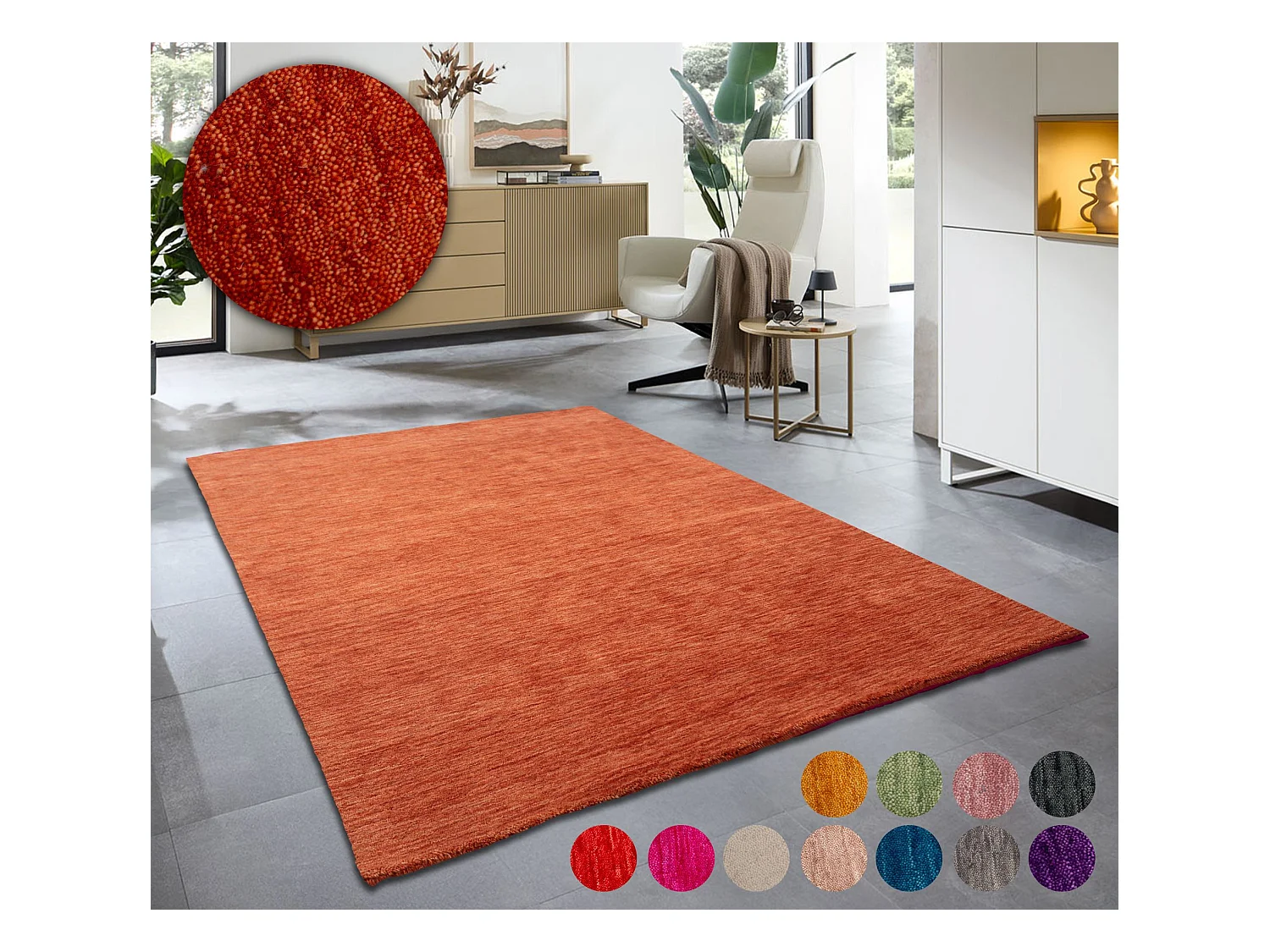 Tapis UNI tissé à la main  140x200 cm terra Holi