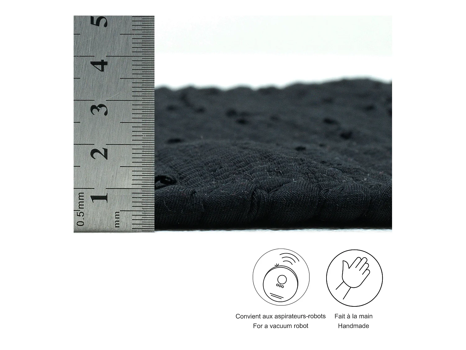 Baumwollteppich handgewebt und wendbar 60x120 cm Schwarz Happy Cotton