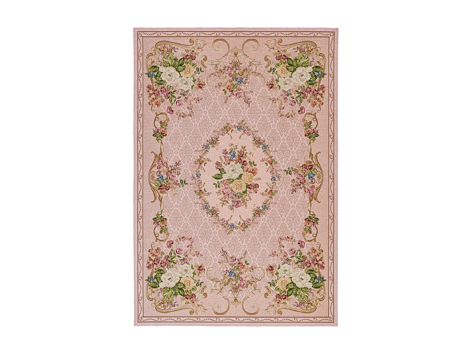 Teppich mit Bordüre und Blumenmuster 70x120 cm Rose Flomi