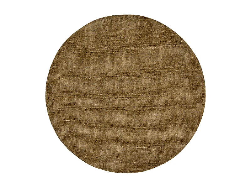 Gestreifter UNI Teppich aus Viskose und Wolle 120x120 cm Gold Venus