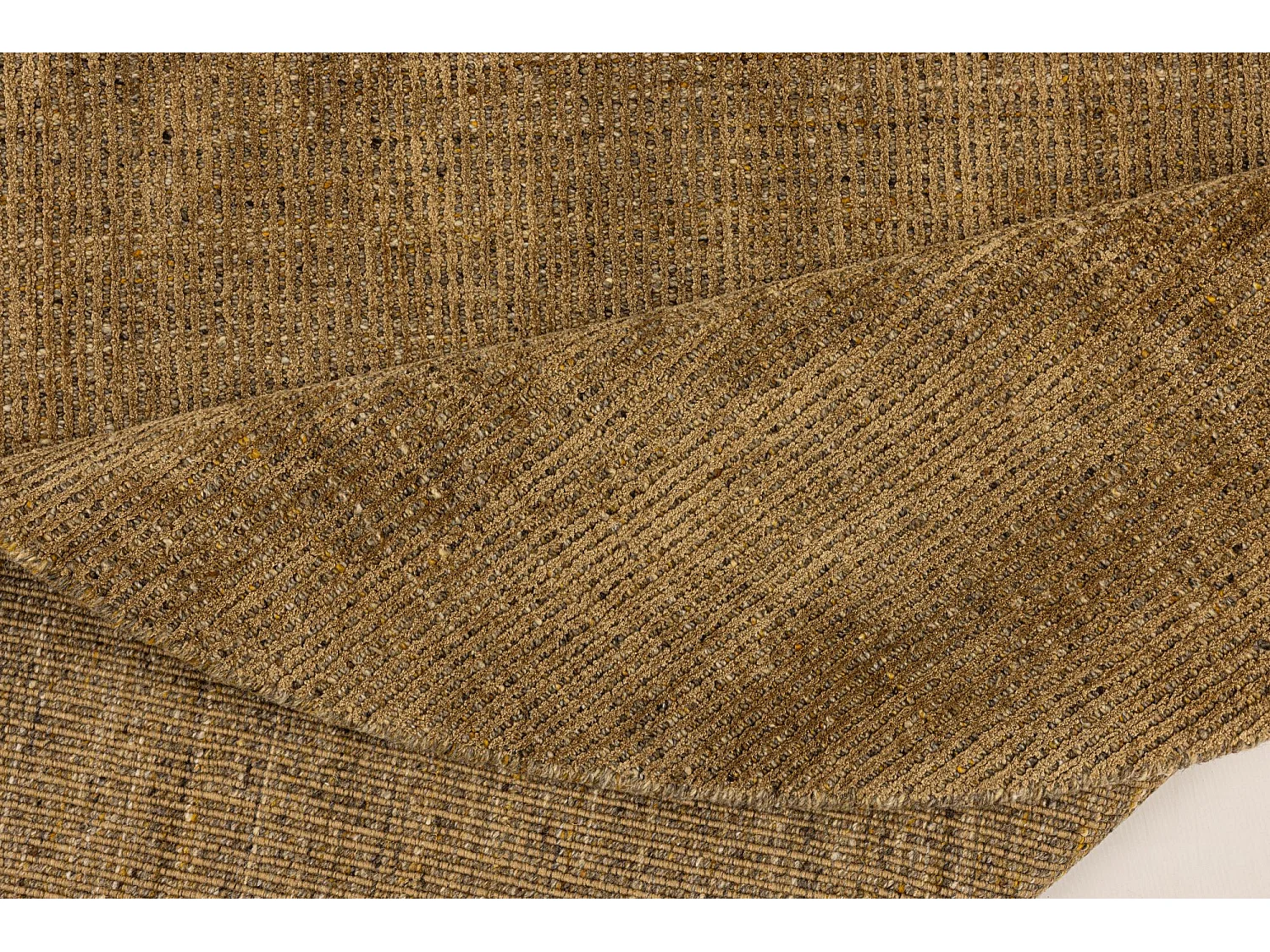 Tapis UNI rayé en viscose et laine 120x120 cm or Venus