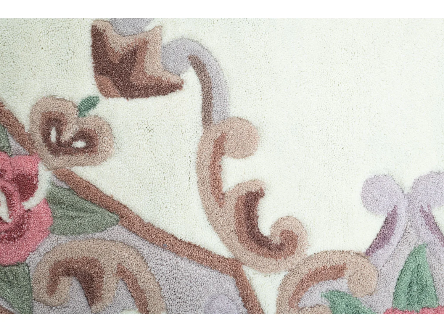 Tapis tufté à la main avec bordure, style Aubusson  190x190 cm beige Ming