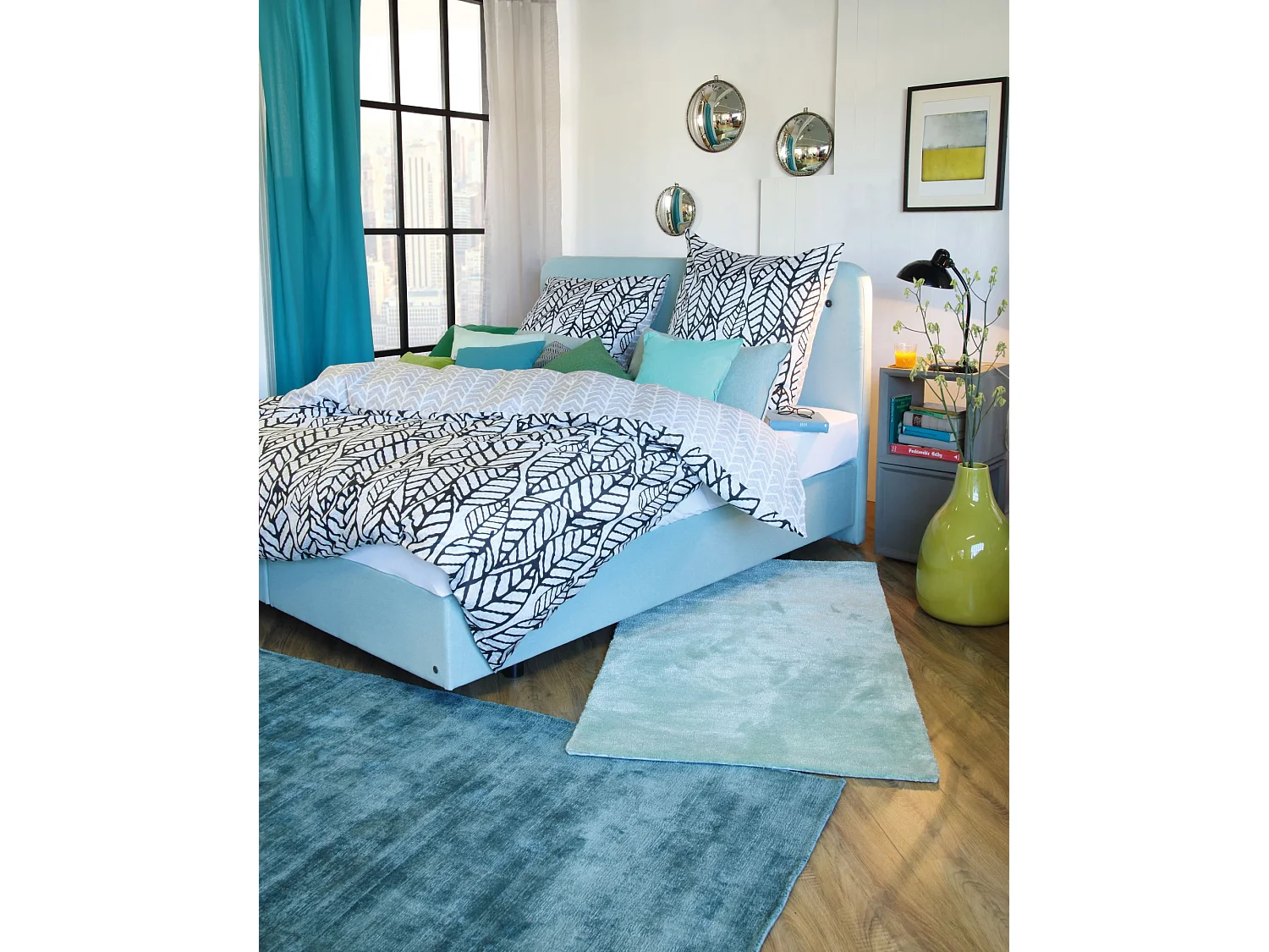Tapis en viscose tissé à la main 250x300 cm aqua Shine