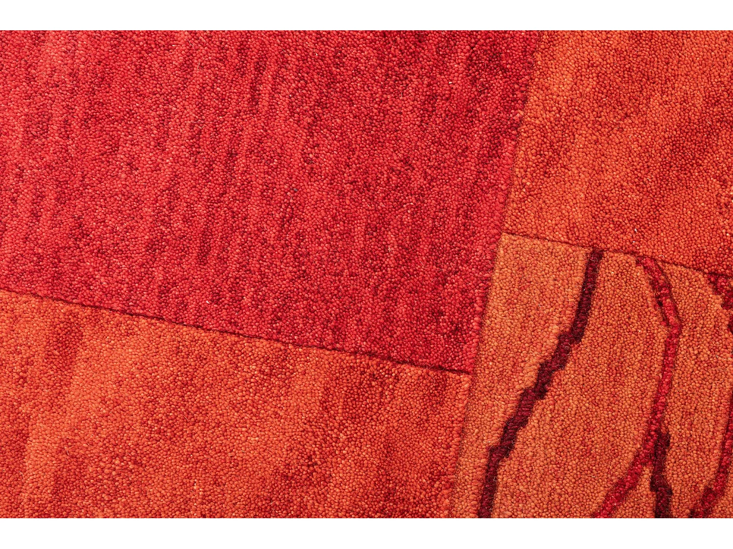 Tappeto in lana annodato a mano in stile patchwork  70x140 cm Rosso Domas