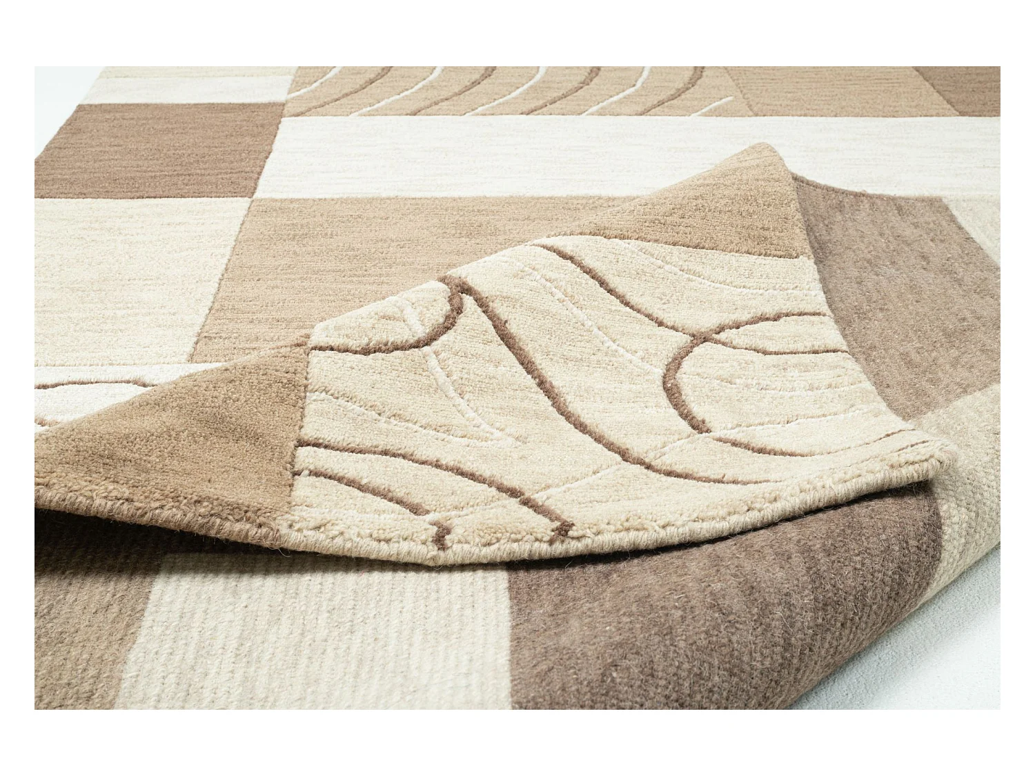 Handgeknüpfter Wollteppich im patchwork Stil 300x400 cm Braun Domas