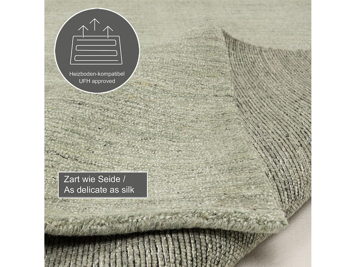 Tapis tissé à la main en laine et viscose 90x160 cm vert Sandiego