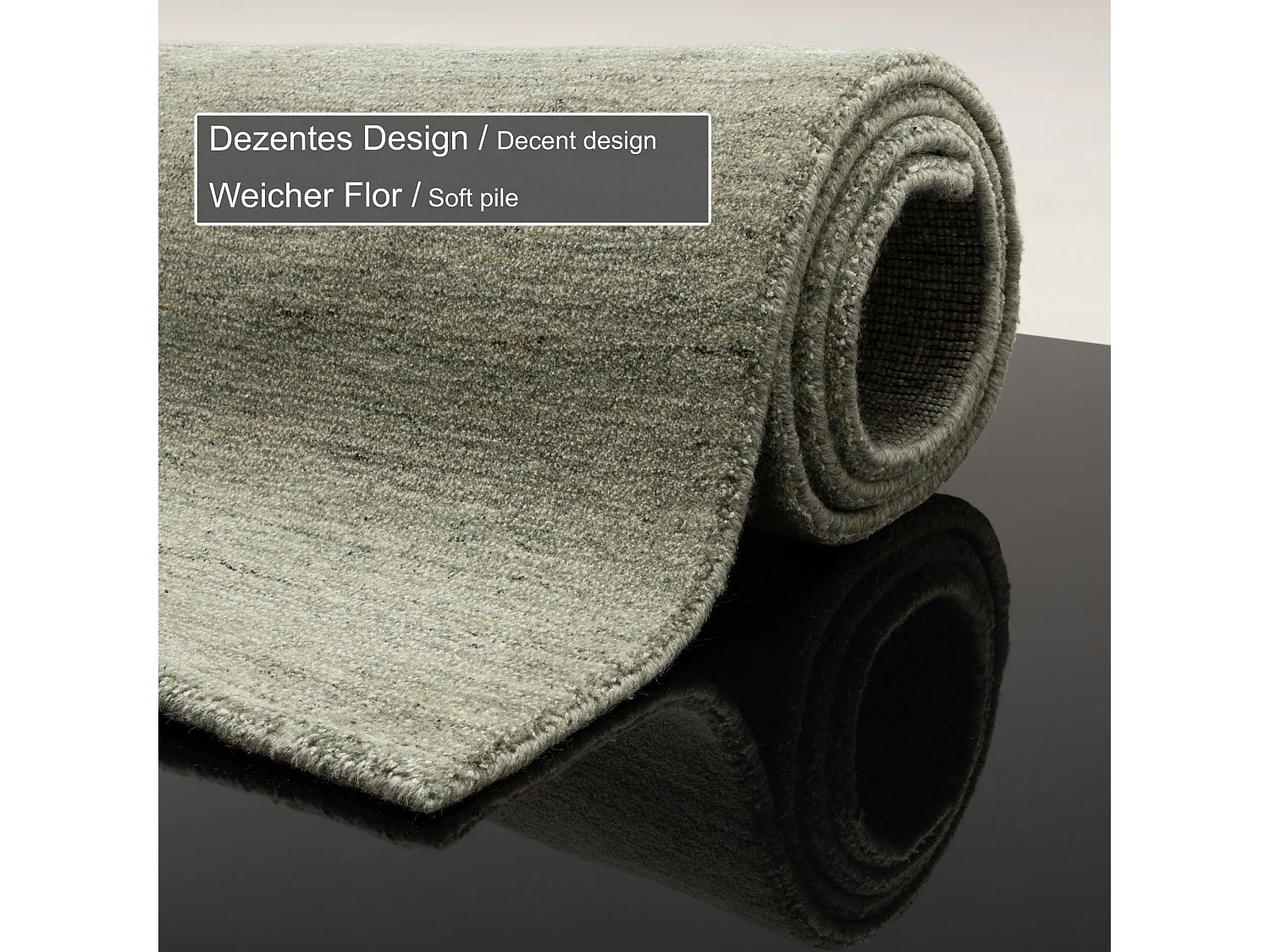 Tapis tissé à la main en laine et viscose 90x160 cm vert Sandiego