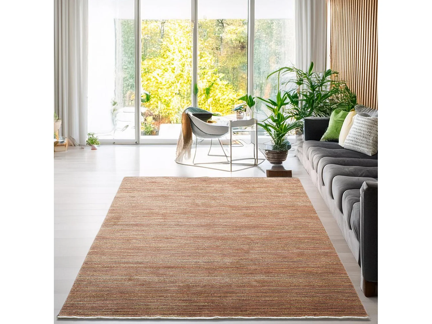 Tapis à tissage plat aspect court 40x60 cm rouille Corduletta