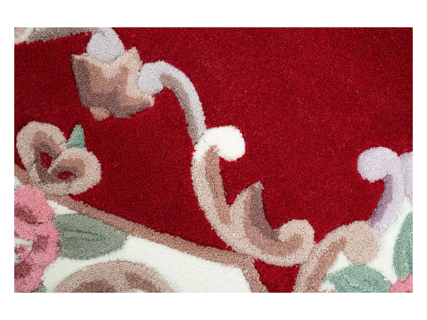 Tapis tufté à la main avec bordure, style Aubusson  150x150 cm rouge Ming