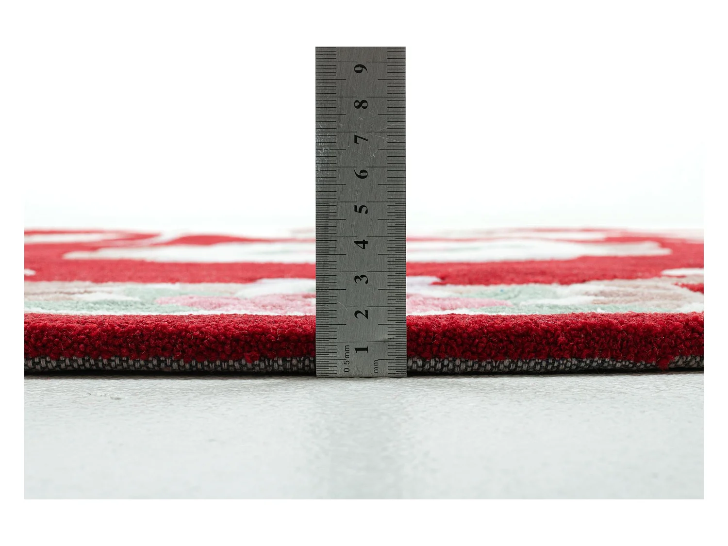 Tapis tufté à la main avec bordure, style Aubusson  150x150 cm rouge Ming