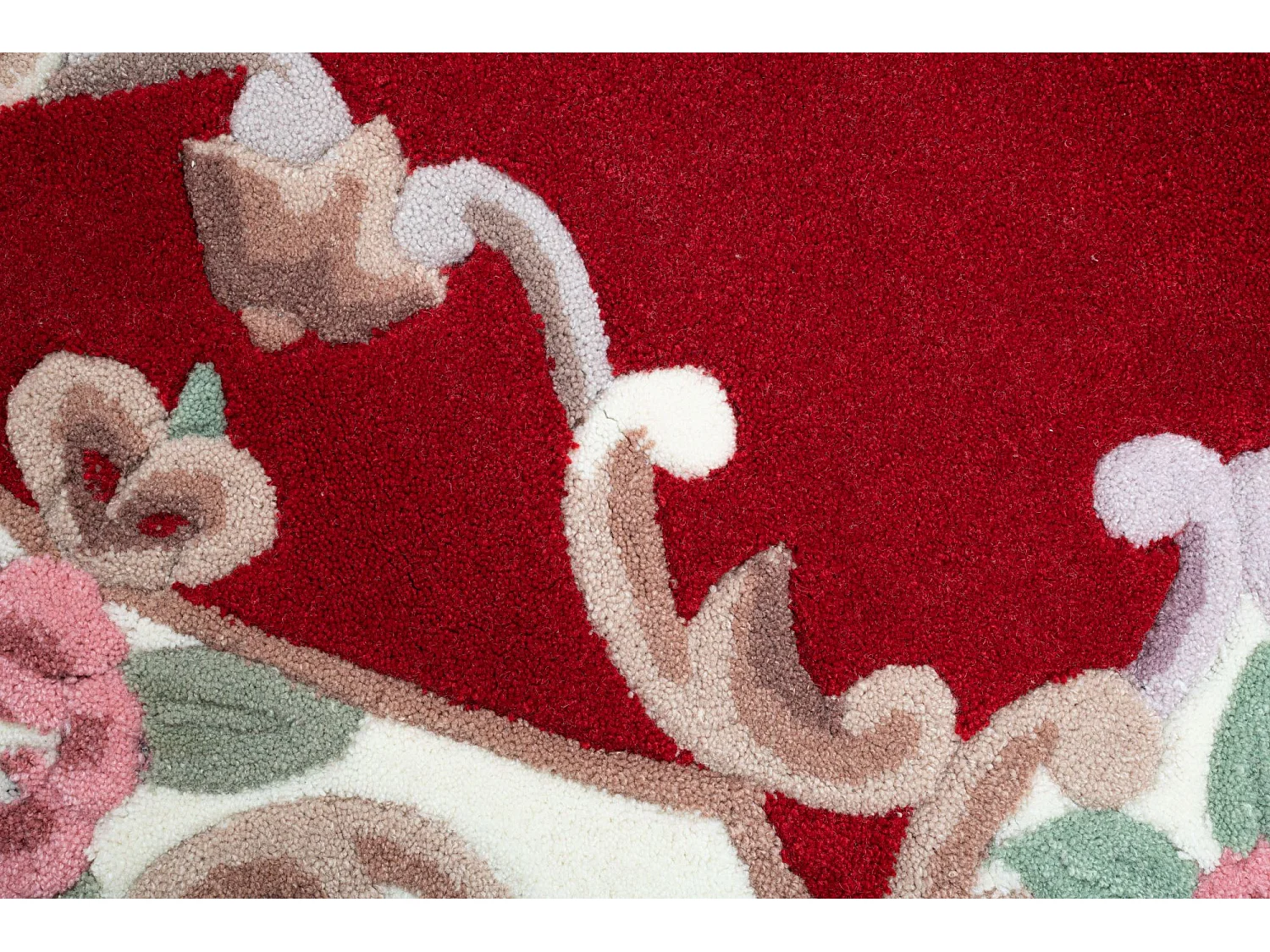Tapis tufté à la main avec bordure, style Aubusson  150x150 cm rouge Ming