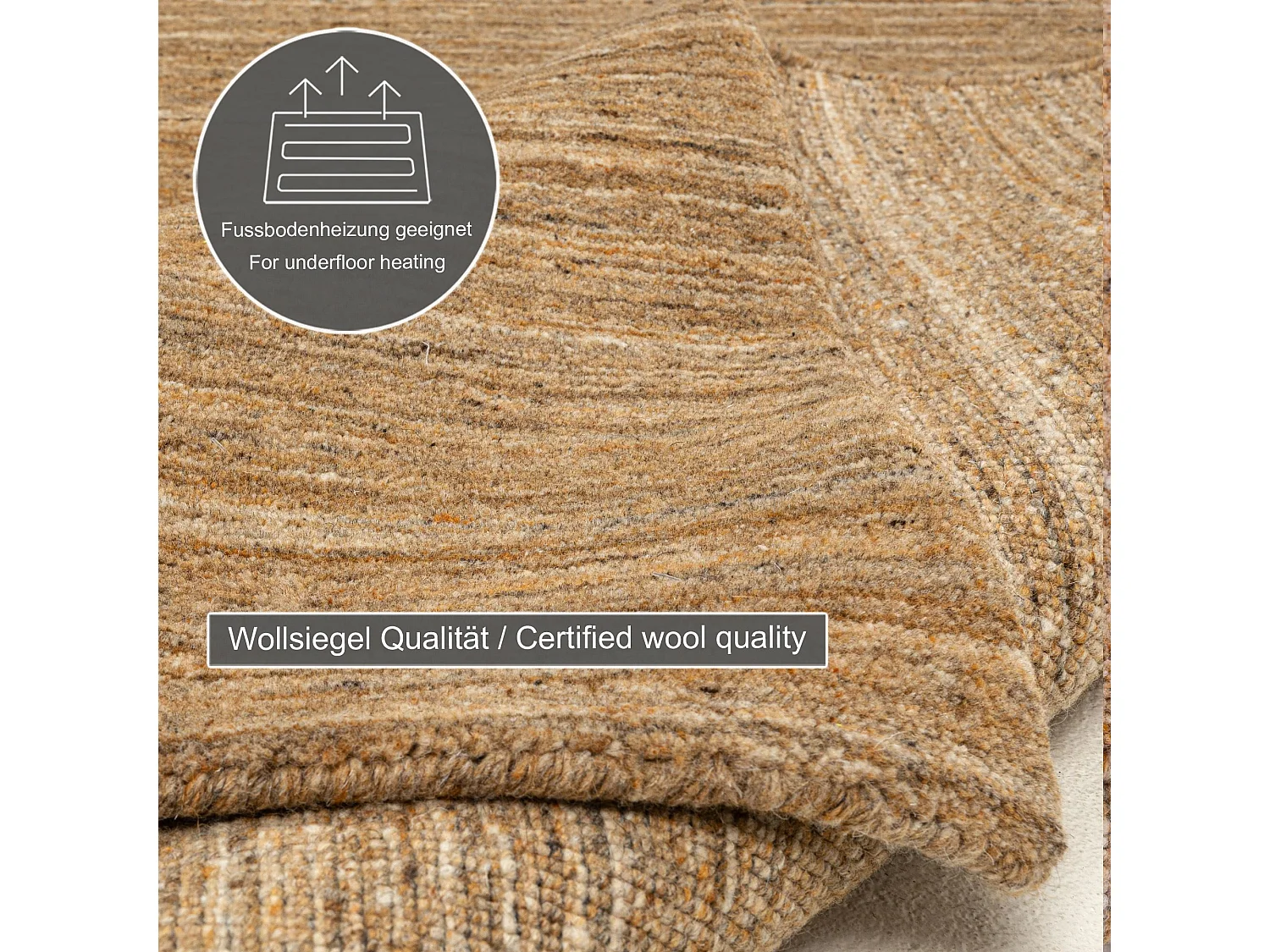 Tapis en laine UNI tissé à la main 70x140 cm ocre Pure