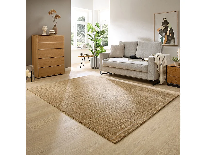 Tapete de lã UNI tecido à mão 70x140 cm ocre Pure