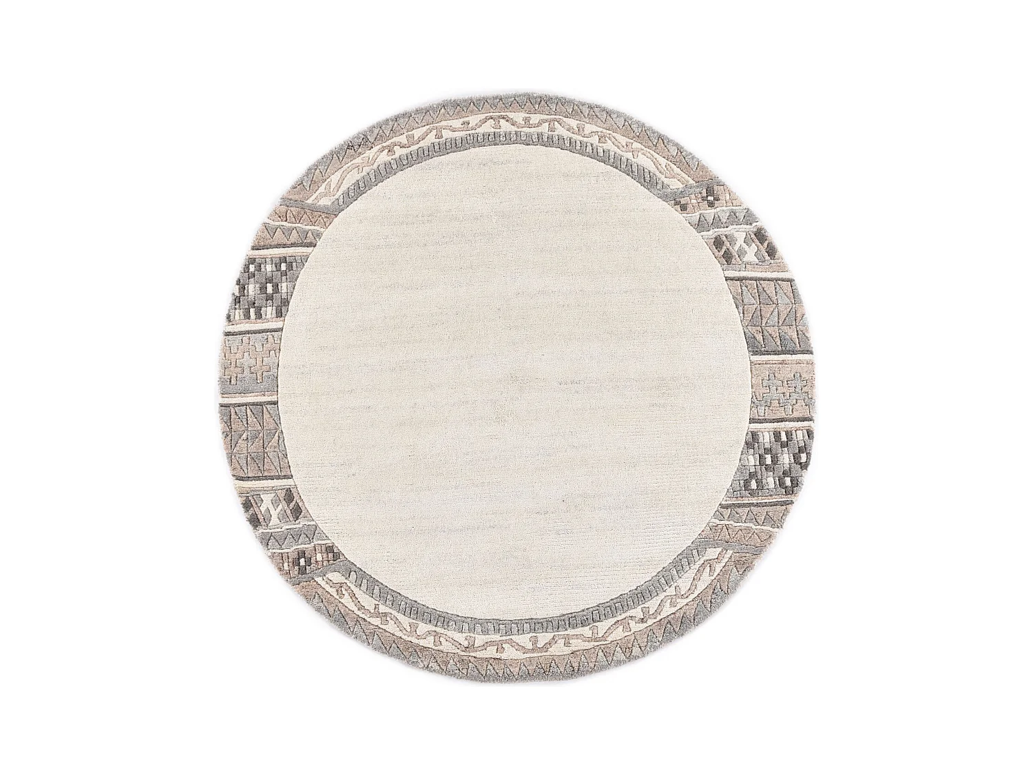 Tapis en laine noué à la main 150x150 cm natural beige Nakarta