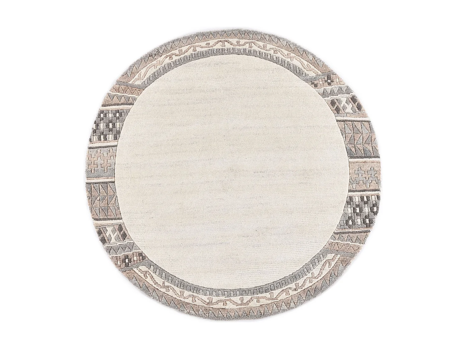 Alfombra de lana tejida a mano 150x150 cm Beige natural Nakarta