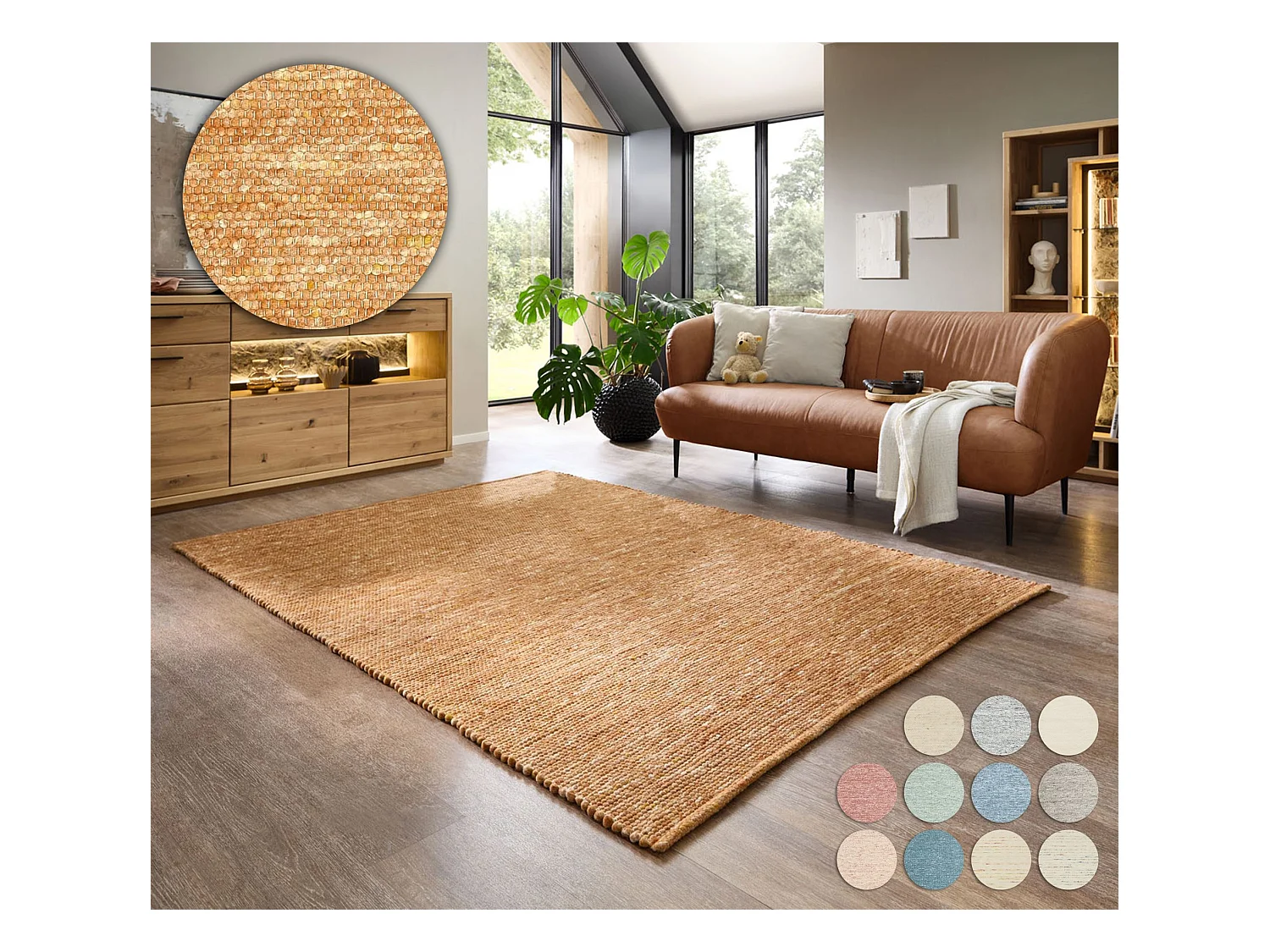 Tapis en laine réversible tissé à la main 120x180 cm terra Alpen